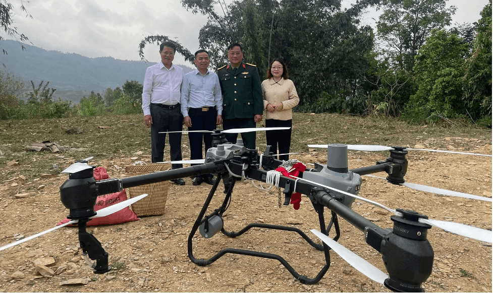 UAV được thử nghiệm vận chuyển nông sản tại tỉnh Điện Biên trong dự án phối hợp giữa Bộ Khoa học và Công nghệ và FPT hồi đầu tháng 3